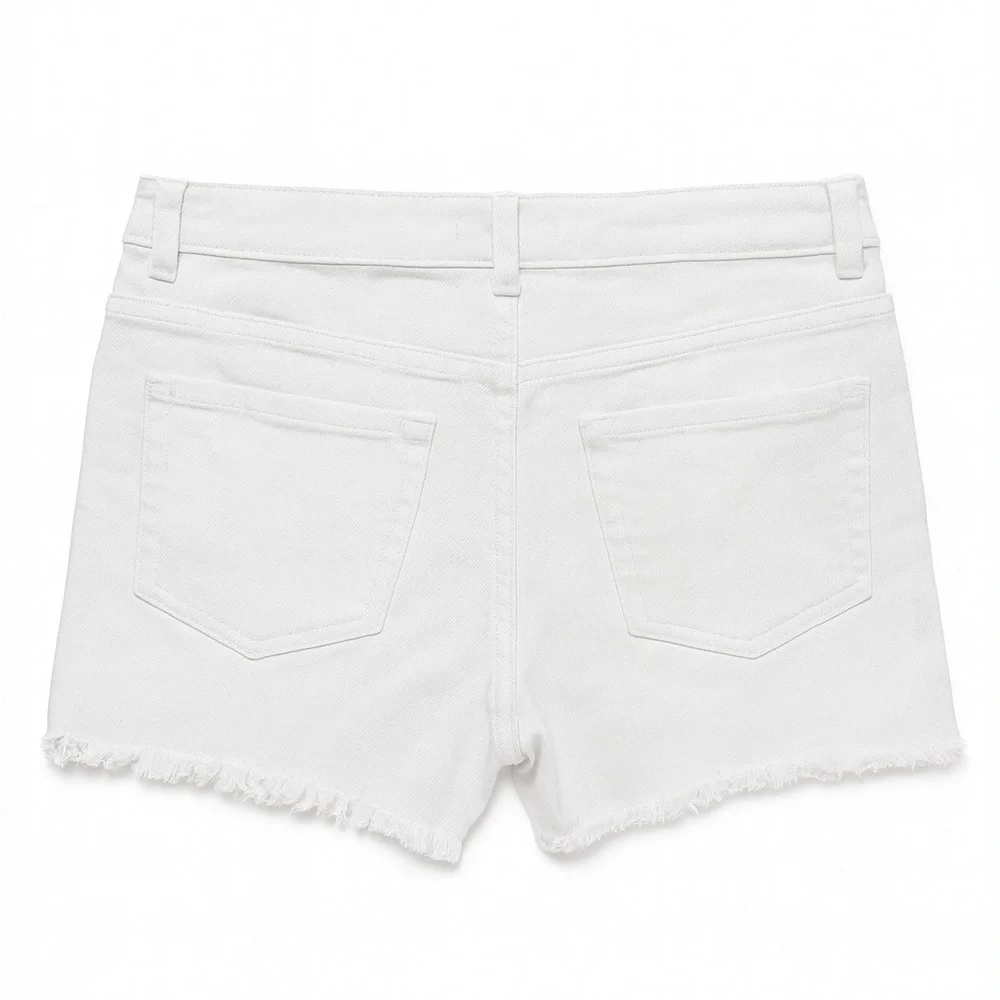New Cat & Jack White Denim Cutoff Shorts Raw Hem Ultimate Stretch Youth XL (14) - Picture 3 of 4